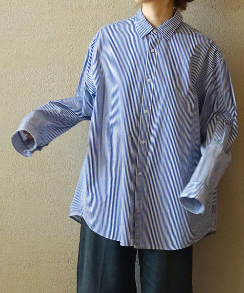 JOURNAL STANDARD LUXE(ジャーナルスタンダード ラックス)の「ハイカウントタイプライターPlainシャツ(シャツ/ブラウス・レディース・ブルー系その他/ホワイト/ブルー・FREE)」の1枚目の写真