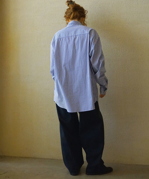 JOURNAL STANDARD LUXE(ジャーナルスタンダード ラックス)の「ハイカウントタイプライターPlainシャツ(シャツ/ブラウス・レディース・ブルー系その他/ホワイト/ブルー・FREE)」の4枚目の写真