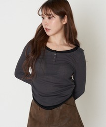 RAY CASSIN | UネックレイヤードヘンリーロンT(Tシャツ/カットソー)