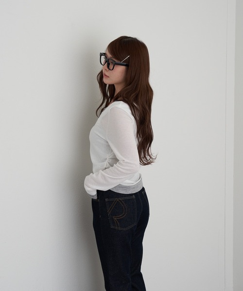 RAY CASSIN（レイカズン）の「UネックレイヤードヘンリーロンT（Tシャツ/カットソー・レディース・ベージュ/アイボリー/チャコールグレー・FREE）」の16枚目の写真