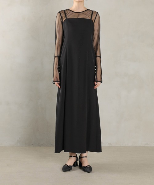 セール】エンブロイダリーレース チュール フレア ビスチェ シアー