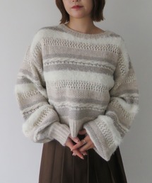 archives | 異素材ボーダーメッシュニットプルオーバー(ニット/セーター)