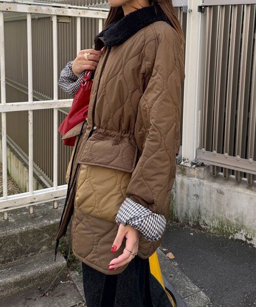 CIAOPANIC(チャオパニック)の「襟ボア配色キルティングミドルコート(その他アウター・レディース・カーキ/ブラック/ブラウン・0)」の11枚目の写真