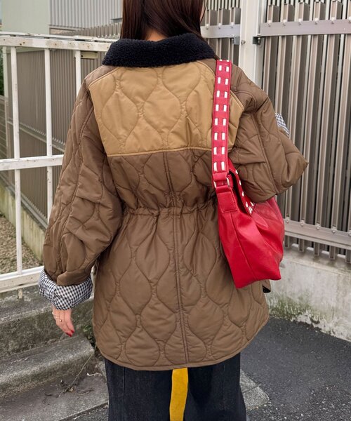 CIAOPANIC(チャオパニック)の「襟ボア配色キルティングミドルコート(その他アウター・レディース・カーキ/ブラック/ブラウン・0)」の12枚目の写真