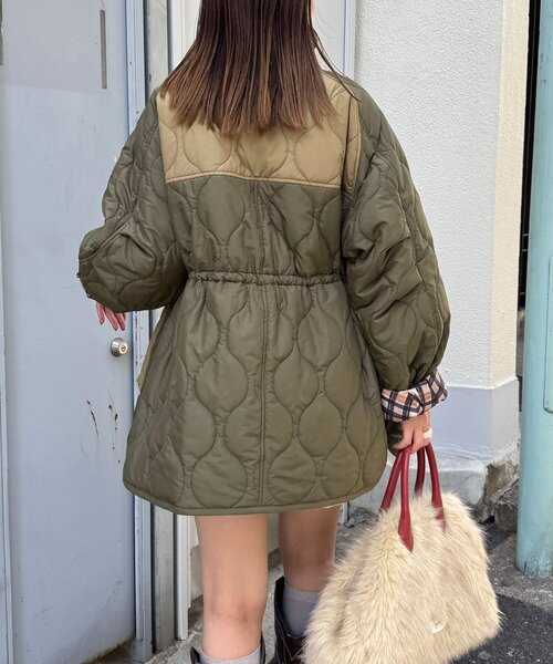 襟ボア配色キルティングミドルコート（その他アウター）｜CIAOPANIC