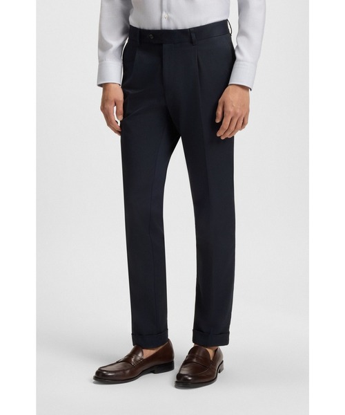 BOSS(ボス)の「スリムフィットパンツ コンフォートストレッチコットン(その他パンツ・メンズ・ホワイト/ダークブルー・48/52/54/50/46/44)」の2枚目の写真