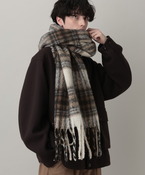RAGEBLUE(レイジブルー)の「チェック柄ボリュームフリンジマフラー(マフラー・メンズ・ホワイト系その他/グレー系その他/グリーン系その他・FREE)」の2枚目の写真