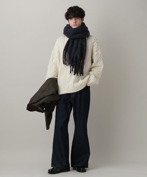 RAGEBLUE(レイジブルー)の「チェック柄ボリュームフリンジマフラー(マフラー・メンズ・ホワイト系その他/グレー系その他/グリーン系その他・FREE)」の14枚目の写真