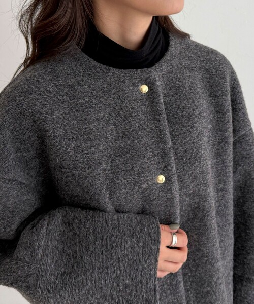 fredy emue（フレディエミュ）の「イタリアンエアリーノーカラーブルゾン（ブルゾン・レディース・ブラウン/チャコールグレー/ライトグレー・38）」の17枚目の写真