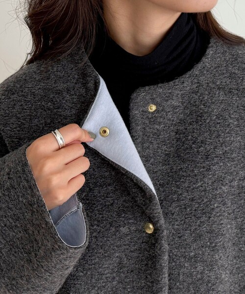 fredy emue（フレディエミュ）の「イタリアンエアリーノーカラーブルゾン（ブルゾン・レディース・ブラウン/チャコールグレー/ライトグレー・38）」の18枚目の写真