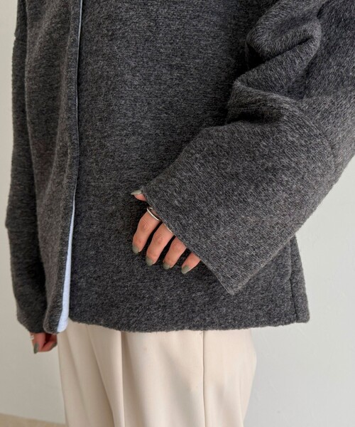 fredy emue（フレディエミュ）の「イタリアンエアリーノーカラーブルゾン（ブルゾン・レディース・ブラウン/チャコールグレー/ライトグレー・38）」の19枚目の写真