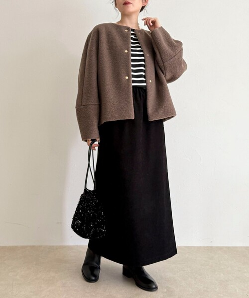 fredy emue（フレディエミュ）の「イタリアンエアリーノーカラーブルゾン（ブルゾン・レディース・ブラウン/チャコールグレー/ライトグレー・38）」の22枚目の写真