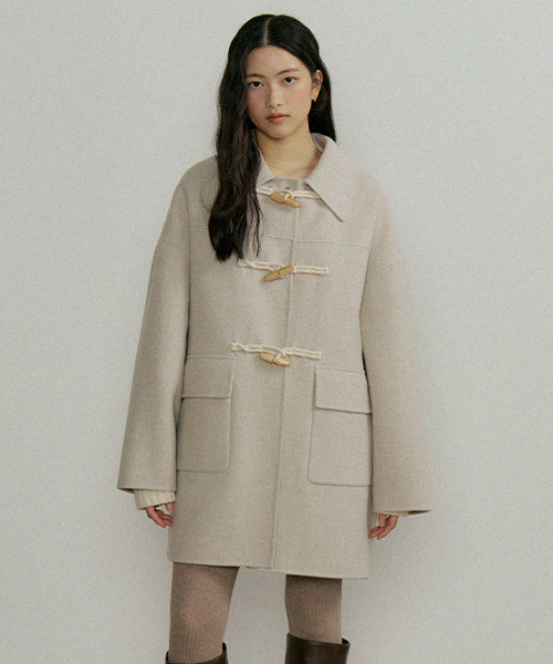 LINGSEOUL(リングソウル)の「handmade wool duffle coat-oatmeal(チェスターコート・レディース・オートミール・FREE)」の1枚目の写真
