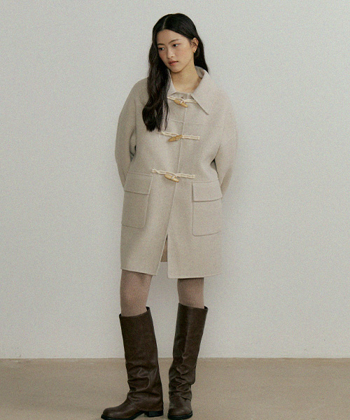 LINGSEOUL(リングソウル)の「handmade wool duffle coat-oatmeal(チェスターコート・レディース・オートミール・FREE)」の5枚目の写真