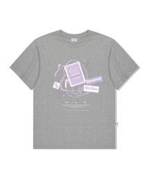 リズム MP3 プリント オーバーサイズ 半袖Tシャツ グレー