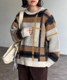 CPCM | チェックシャギーステッチニット(ニット/セーター)