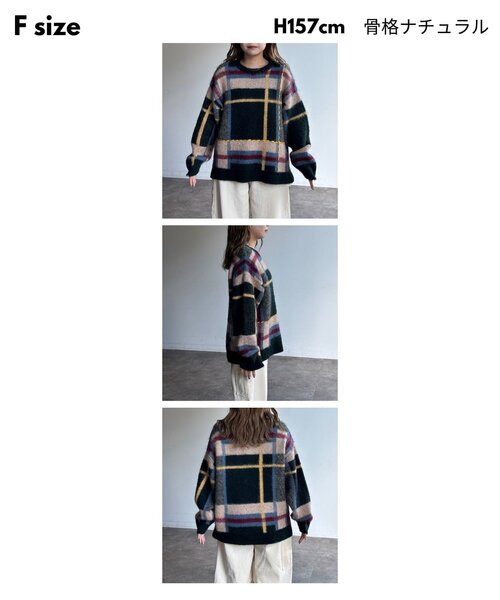 CPCM(シーピーシーエム)の「チェックシャギーステッチニット(ニット/セーター・レディース・アイボリー/ネイビー/グリーン・FREE)」の19枚目の写真