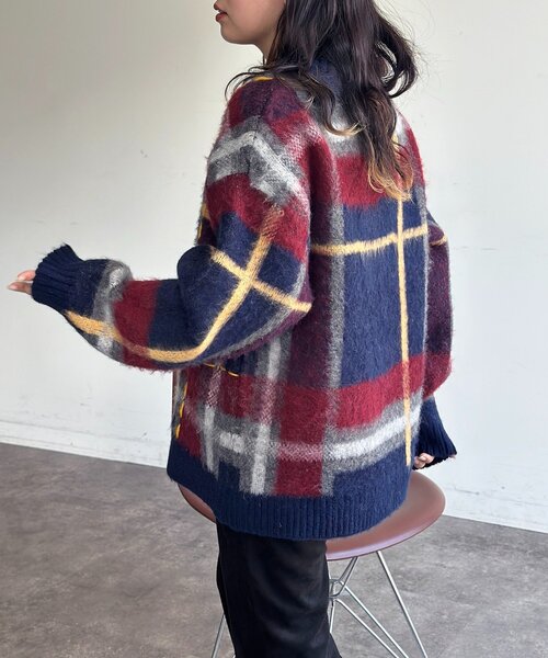 CPCM(シーピーシーエム)の「チェックシャギーステッチニット(ニット/セーター・レディース・アイボリー/ネイビー/グリーン・FREE)」の22枚目の写真