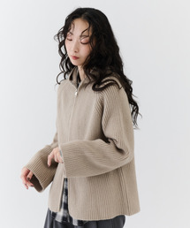 Rib Hood Knit Cardigan / リブフードニットカーディガン