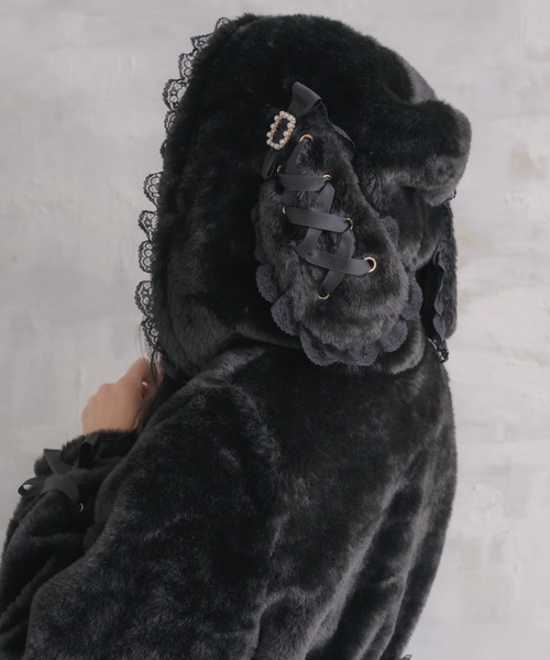 ROJITA（ロジータ）の「うさ耳ファーコート（その他アウター・レディース・ブラック/ホワイト/ピンク・FREE）」の5枚目の写真