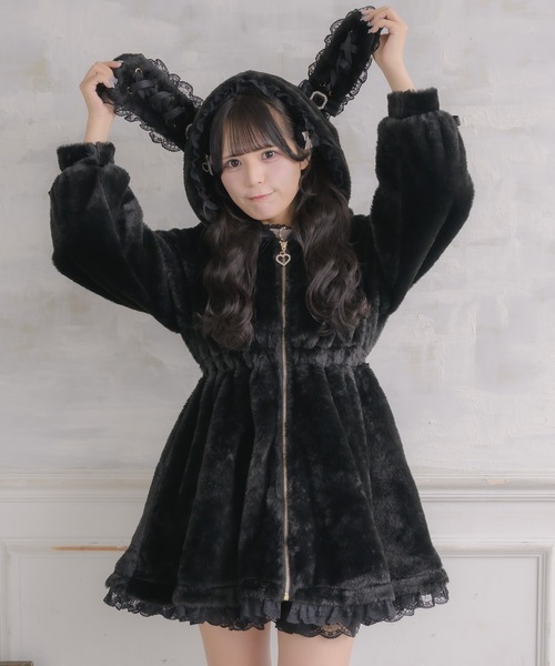 ROJITA（ロジータ）の「うさ耳ファーコート（その他アウター・レディース・ブラック/ホワイト/ピンク・FREE）」の8枚目の写真