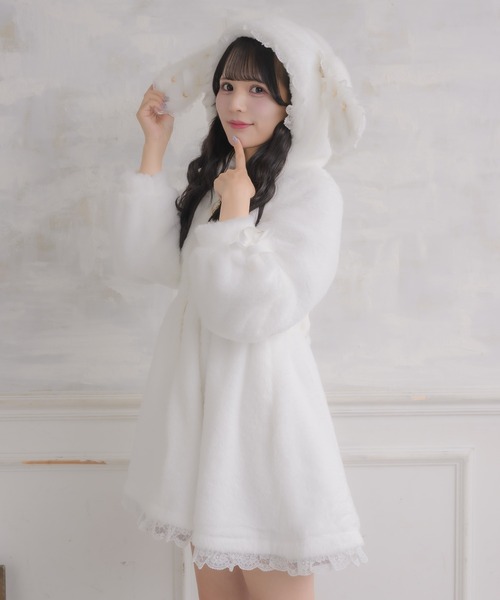 ROJITA（ロジータ）の「うさ耳ファーコート（その他アウター・レディース・ブラック/ホワイト/ピンク・FREE）」の11枚目の写真