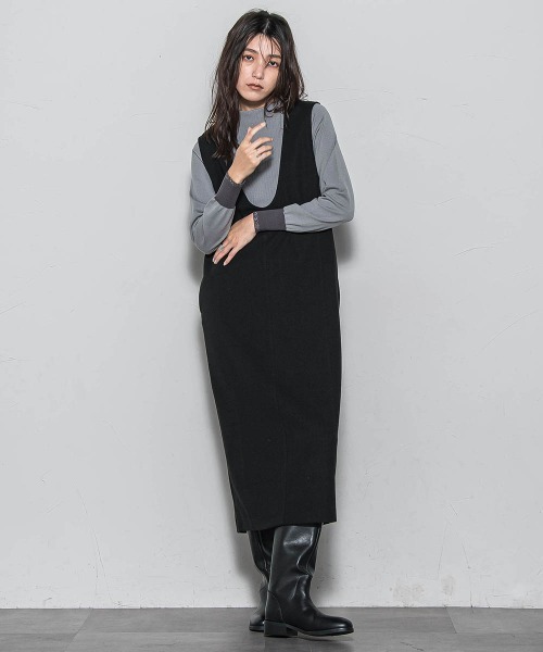 MAYSON GREY（メイソングレイ）の「【楽・美・軽】－3kg見えIラインワンピース≪手洗い可能≫（ワンピース・レディース・オフホワイト/ブラック・M）」の12枚目の写真