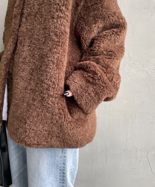 MICA&DEAL（マイカ＆ディール）の「[MICA&DEAL/マイカアンドディール] スタンドカラー ボアブルゾン（その他アウター・レディース・ブラウン/グレイッシュベージュ・F）」の19枚目の写真