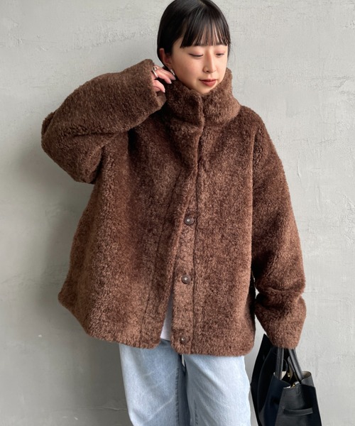 MICA&DEAL（マイカ＆ディール）の「[MICA&DEAL/マイカアンドディール] スタンドカラー ボアブルゾン（その他アウター・レディース・ブラウン/グレイッシュベージュ・F）」の15枚目の写真