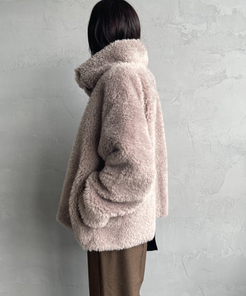 MICA&DEAL（マイカ＆ディール）の「[MICA&DEAL/マイカアンドディール] スタンドカラー ボアブルゾン（その他アウター・レディース・ブラウン/グレイッシュベージュ・F）」の21枚目の写真