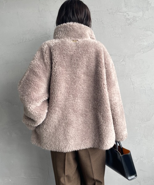 MICA&DEAL（マイカ＆ディール）の「[MICA&DEAL/マイカアンドディール] スタンドカラー ボアブルゾン（その他アウター・レディース・ブラウン/グレイッシュベージュ・F）」の22枚目の写真