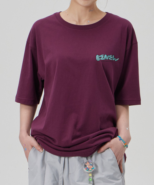 ASTRAL PROJECTION（アストラルプロジェクション）の「[ビニュ]コットンルーズフィット半袖Tシャツ_プラムパープル（Tシャツ/カットソー・メンズ・その他・LARGE/MEDIUM/X-LARGE/XX-LARGE）」の5枚目の写真