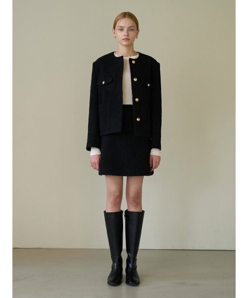 STEP AROUND(ステップアラウンド)の「セットアップ_Aラインブークルアルパカミニスカート_BLACK(スカート・レディース・その他・SMALL)」の1枚目の写真