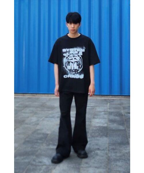 EULER（ユーラ）の「オーバーサイズソフトモックネックTシャツ_ツインズ（ブラック）（Tシャツ/カットソー・メンズ・その他・MEDIUM/LARGE）」の3枚目の写真