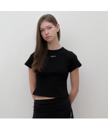 スリムフィットロゴクロップTシャツ ブラック