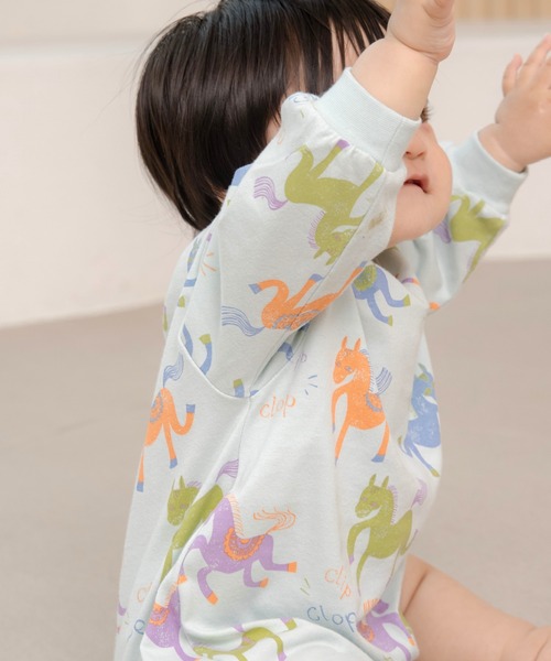 MAKE YOUR DAY（メイクユアデイ）の「カラフルポニー総柄長袖ロンパス（ロンパース・キッズ・アイボリー/サックスブルー・70/80）」の6枚目の写真