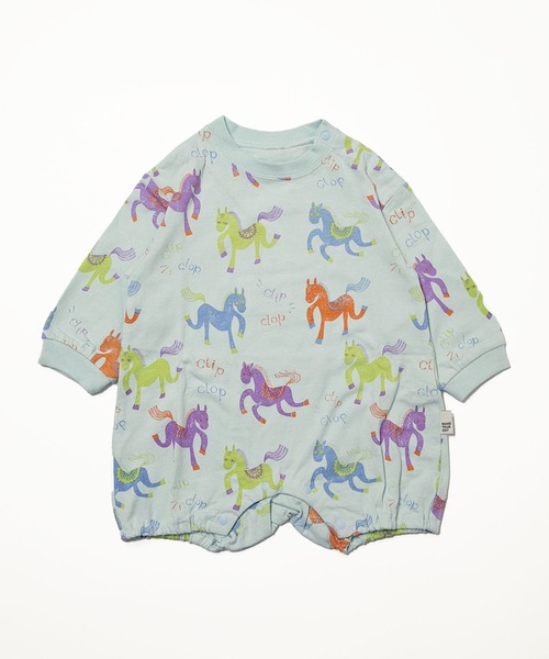 MAKE YOUR DAY（メイクユアデイ）の「カラフルポニー総柄長袖ロンパス（ロンパース・キッズ・アイボリー/サックスブルー・70/80）」の4枚目の写真