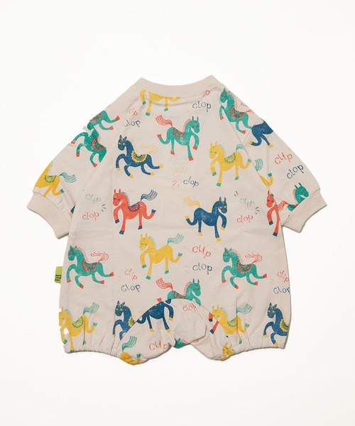 MAKE YOUR DAY（メイクユアデイ）の「カラフルポニー総柄長袖ロンパス（ロンパース・キッズ・アイボリー/サックスブルー・70/80）」の3枚目の写真