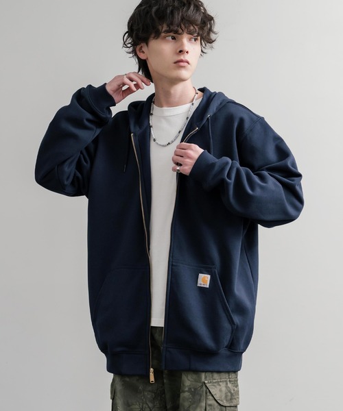 Carhartt(カーハート)の「Carhartt カーハート MIDWEIGHT HOODED ZIP-FRONT SWEATSHIRT オーバーサイズ裏起毛長袖フルジップパーカー(パーカー・メンズ・ヘザーグレー/ブラック/チャコール/ネイビー/オレンジ・XL/M/L)」の4枚目の写真