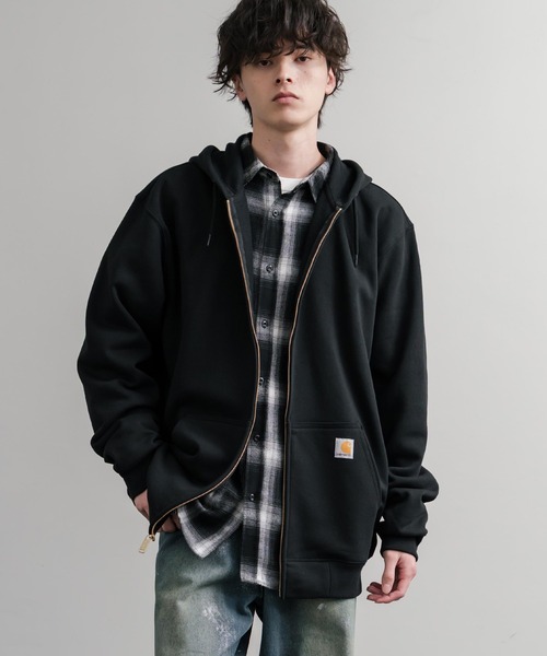 Carhartt(カーハート)の「Carhartt カーハート MIDWEIGHT HOODED ZIP-FRONT SWEATSHIRT オーバーサイズ裏起毛長袖フルジップパーカー(パーカー・メンズ・ヘザーグレー/ブラック/チャコール/ネイビー/オレンジ・XL/M/L)」の6枚目の写真