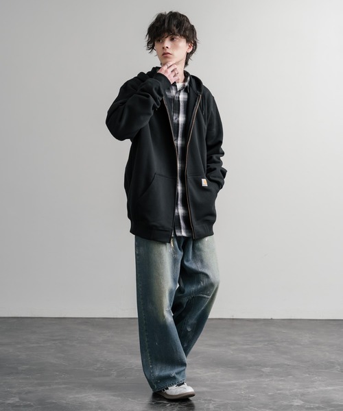 Carhartt(カーハート)の「Carhartt カーハート MIDWEIGHT HOODED ZIP-FRONT SWEATSHIRT オーバーサイズ裏起毛長袖フルジップパーカー(パーカー・メンズ・ヘザーグレー/ブラック/チャコール/ネイビー/オレンジ・XL/M/L)」の9枚目の写真