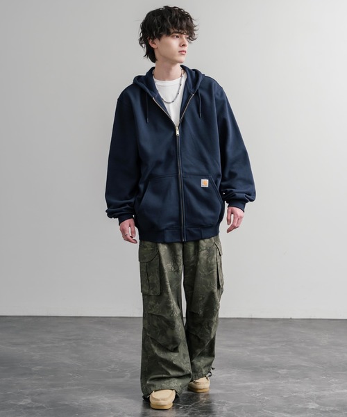 【Carhartt】ジップパーカー カーハート XL 裏起毛 濃紺 ネイビー 中古・古着通販】CarHartt (カーハート) ダメージジップパーカー