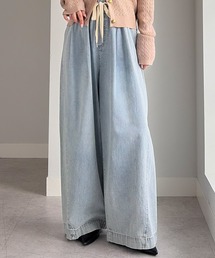 2タックワイドデニムイージーパンツ【4サイズ展開 S/M/L/LL】