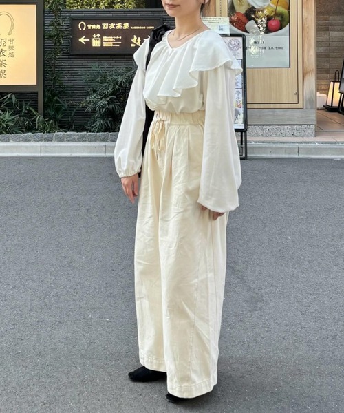 RANAN（ラナン）の「2タックワイドデニムイージーパンツ【4サイズ展開 S/M/L/LL】（デニムパンツ・レディース・ブルー/グレー/ライトブルー/アイボリー・L/LL/M/S）」の18枚目の写真