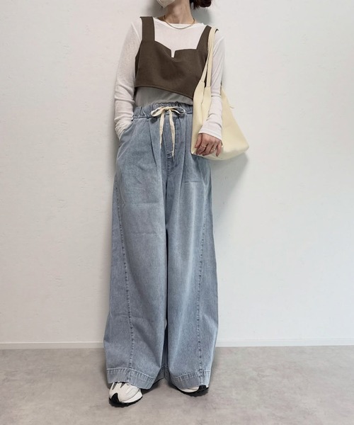 RANAN（ラナン）の「2タックワイドデニムイージーパンツ【4サイズ展開 S/M/L/LL】（デニムパンツ・レディース・ブルー/グレー/ライトブルー/アイボリー・L/LL/M/S）」の20枚目の写真