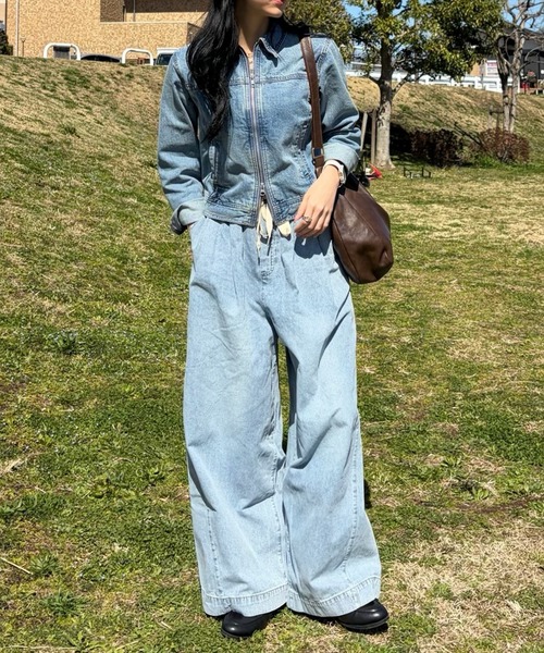 RANAN（ラナン）の「2タックワイドデニムイージーパンツ【4サイズ展開 S/M/L/LL】（デニムパンツ・レディース・ブルー/グレー/ライトブルー/アイボリー・L/LL/M/S）」の11枚目の写真