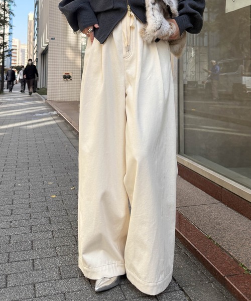 RANAN（ラナン）の「2タックワイドデニムイージーパンツ【4サイズ展開 S/M/L/LL】（デニムパンツ・レディース・ブルー/グレー/ライトブルー/アイボリー・L/LL/M/S）」の12枚目の写真