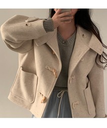 レディースのチェスターコート（ベージュ系・フードあり）ファッション