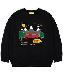 [キモ]レッツキャンピング オーバーサイズ スウェット Tシャツ ブラック