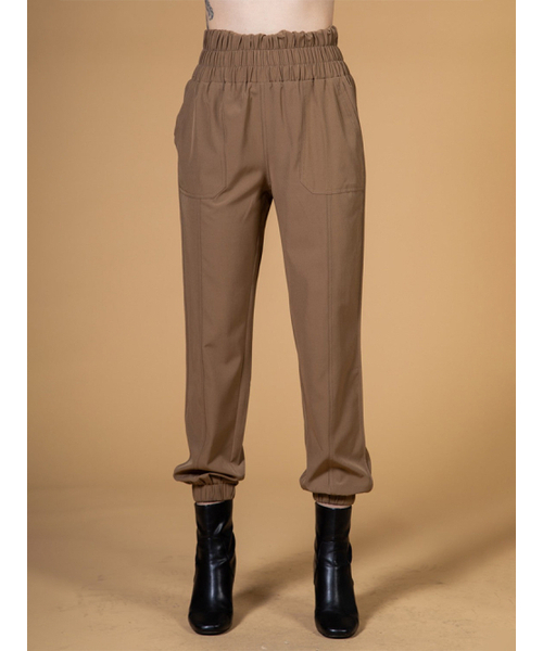 NEWIN(ニューイン)の「ハイウエストバンディングジョガーパンツ(スウェットパンツ・レディース・ダークブラウン・SMALL/MEDIUM/LARGE)」の1枚目の写真